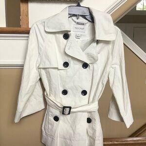 WHBM Jacket Belted size small  white and black NWT